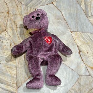 Ty‎ Purple Teddy Bear with Gold Bow
